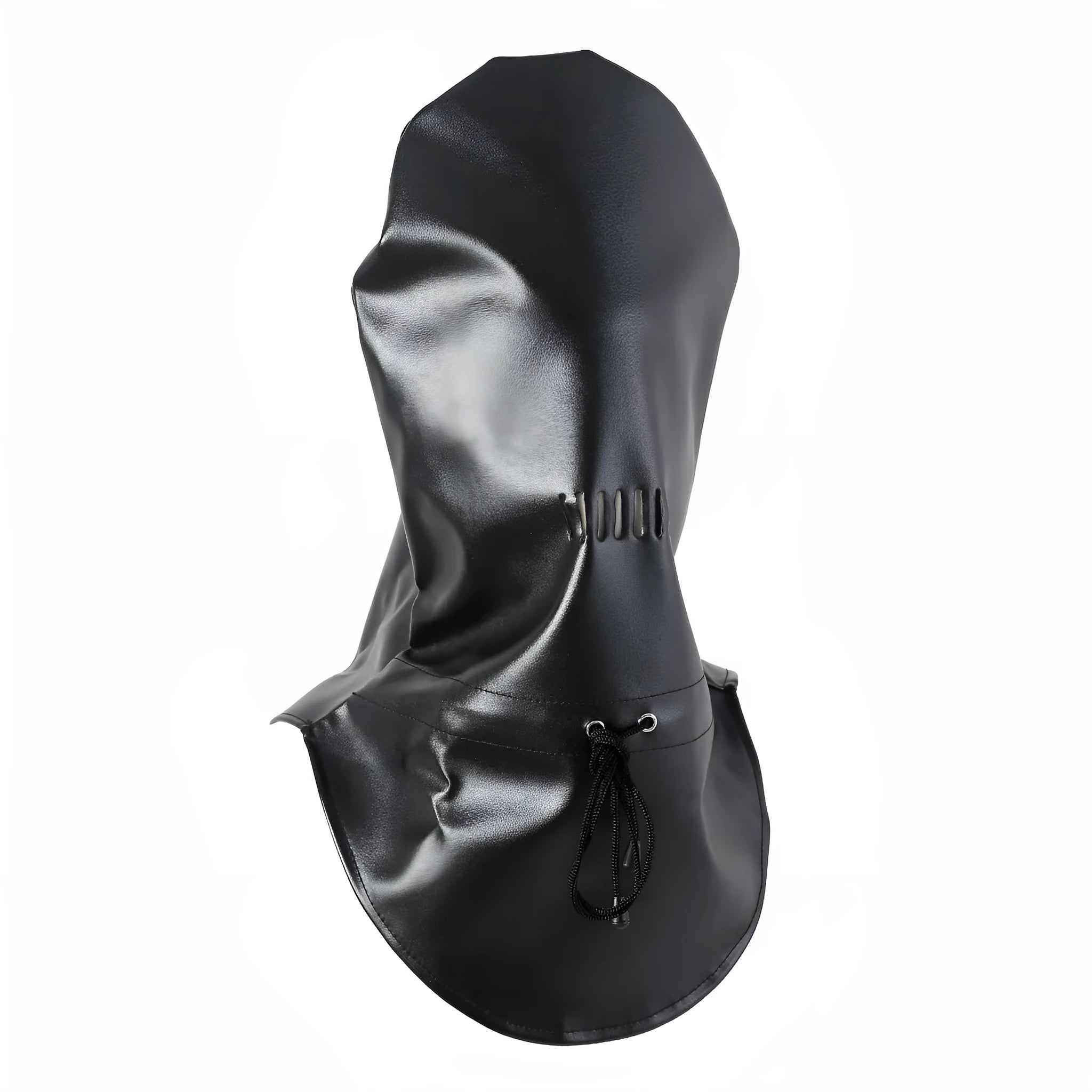 Black leather BDSM mask with adjustable straps for bondage training