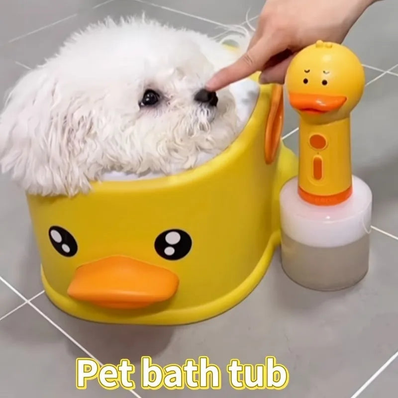 PVC duck-shaped pet bathtub for dogs and cats in blue, pink and yellow colour options