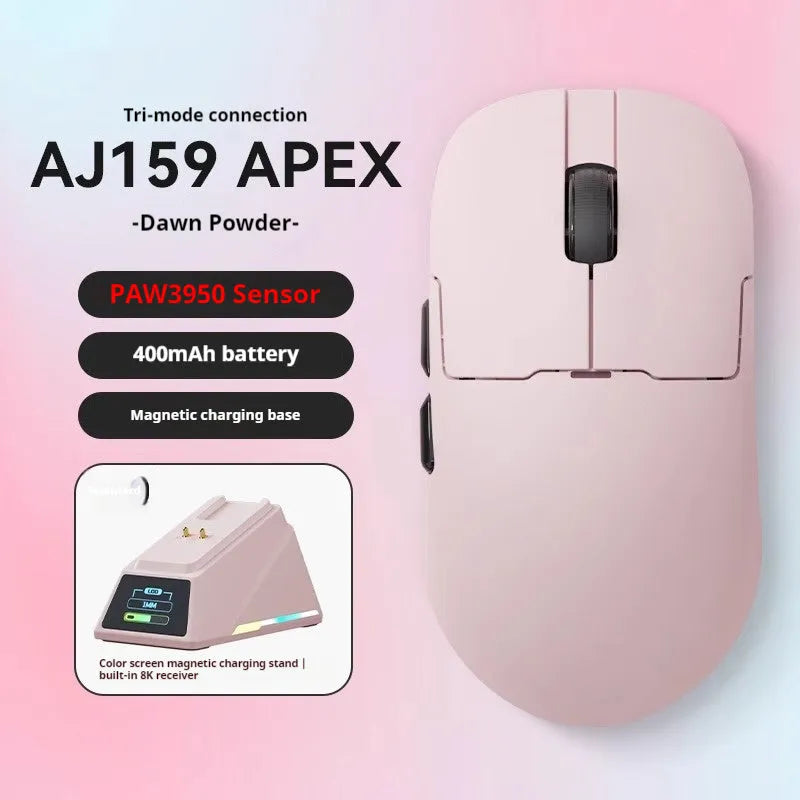 Wireless wired Bluetooth gaming mouse with PAW3395 sensor in multiple colour options