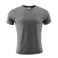 Men's polyester spandex running t-shirt in black colour with short sleeves for sports activities