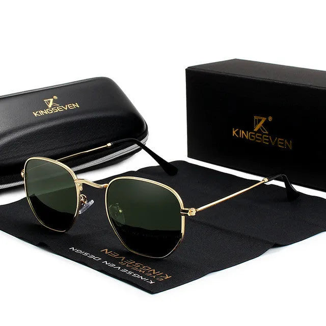 Classic round-frame sunglasses for men in various colours on a white background.