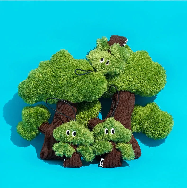 Pine tree shaped cat mint toy with hanging loop in three sizes for biting and grinding