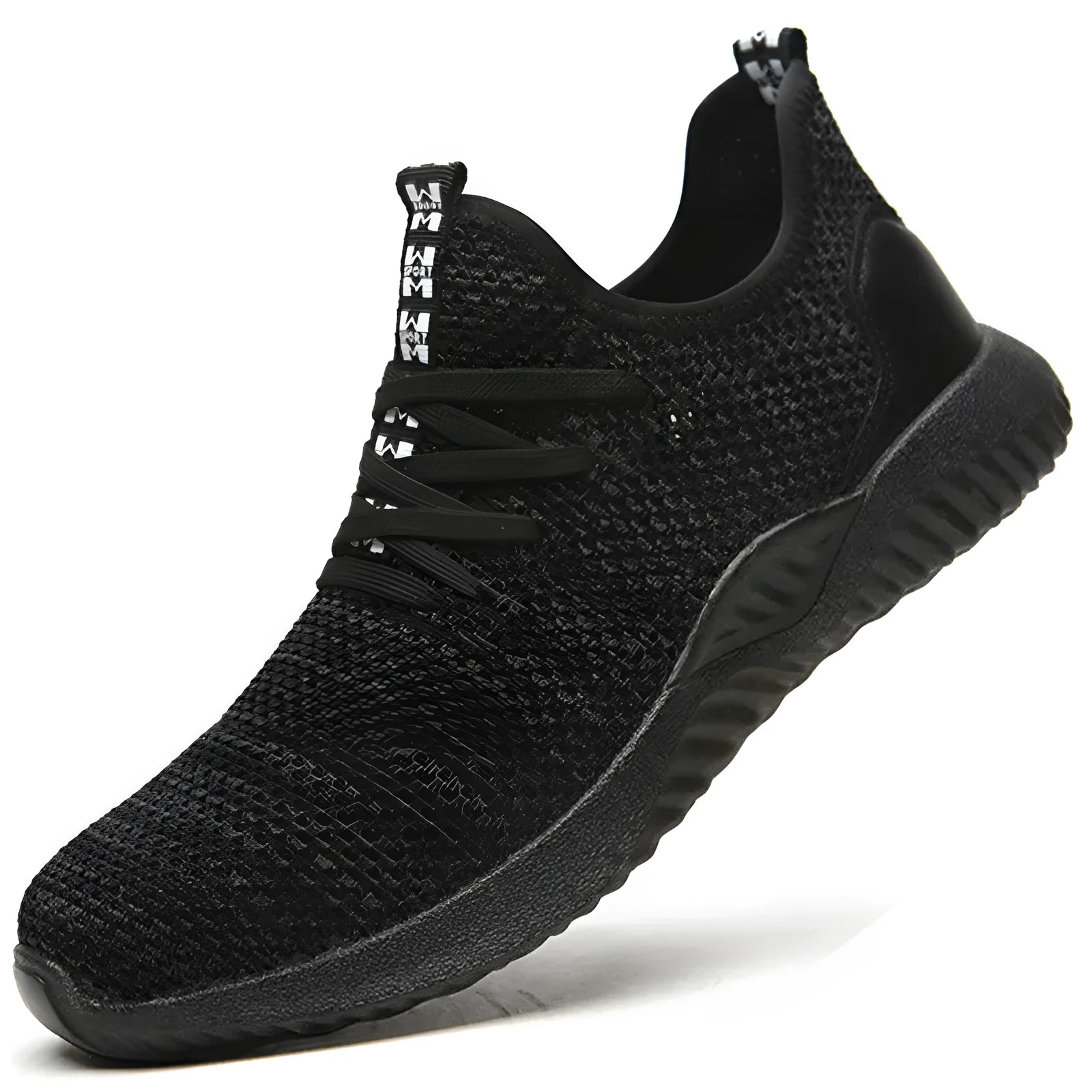 Safety work shoes with steel toe cap and anti-static features in black colour