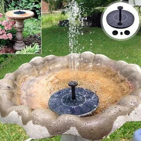 Black solar garden fountain with mercury floating design and four spray nozzles for ponds
