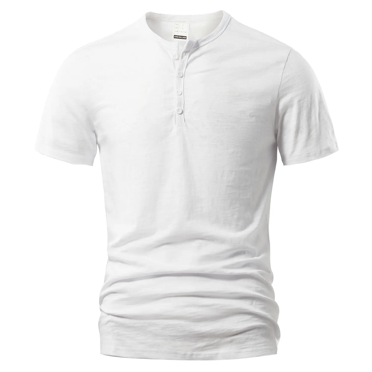 Men's slub cotton short sleeve t-shirt in denim blue on a mannequin
