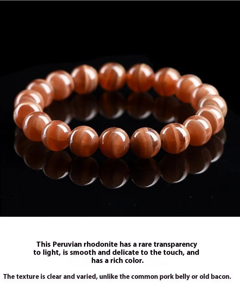 Natural rhodochrosite round bead bracelet from Peru in 6mm or 8mm size
