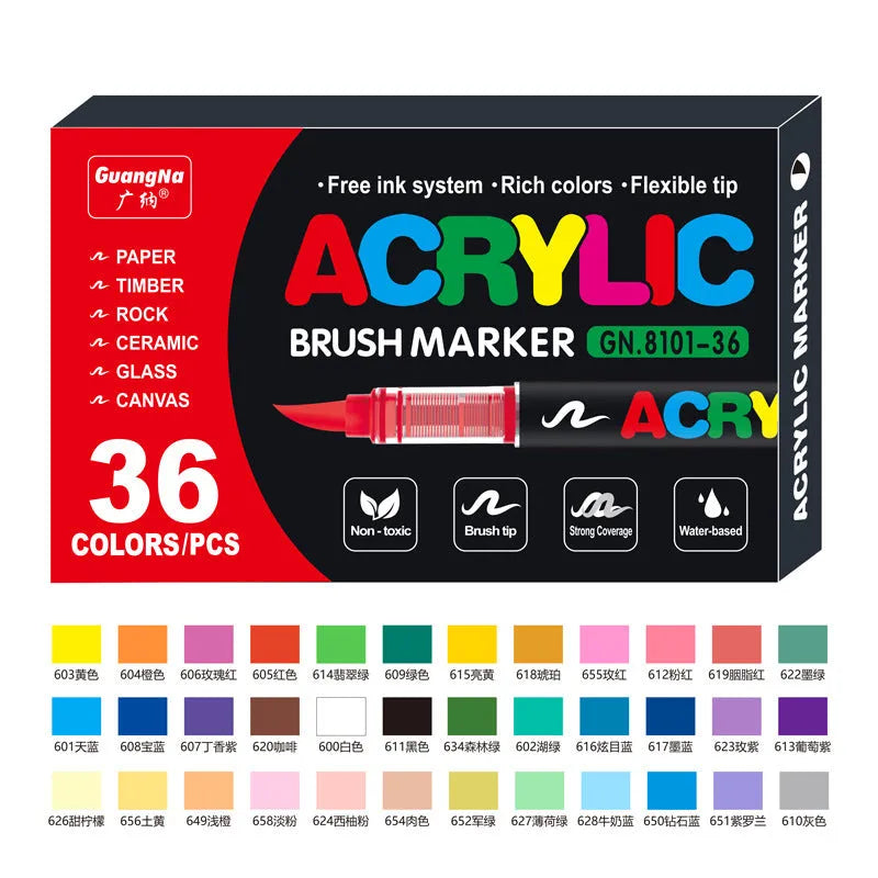 Set of straight liquid acrylic marker pens in multiple colours for art painting and graffiti projects