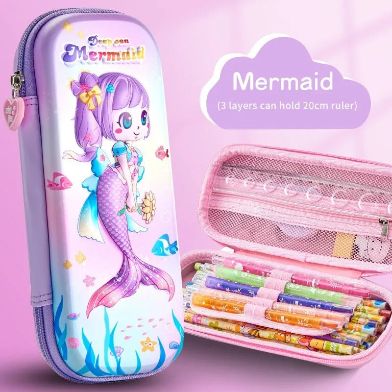 3D leather pencil case with zip closure showing one of 22 available colour pattern designs