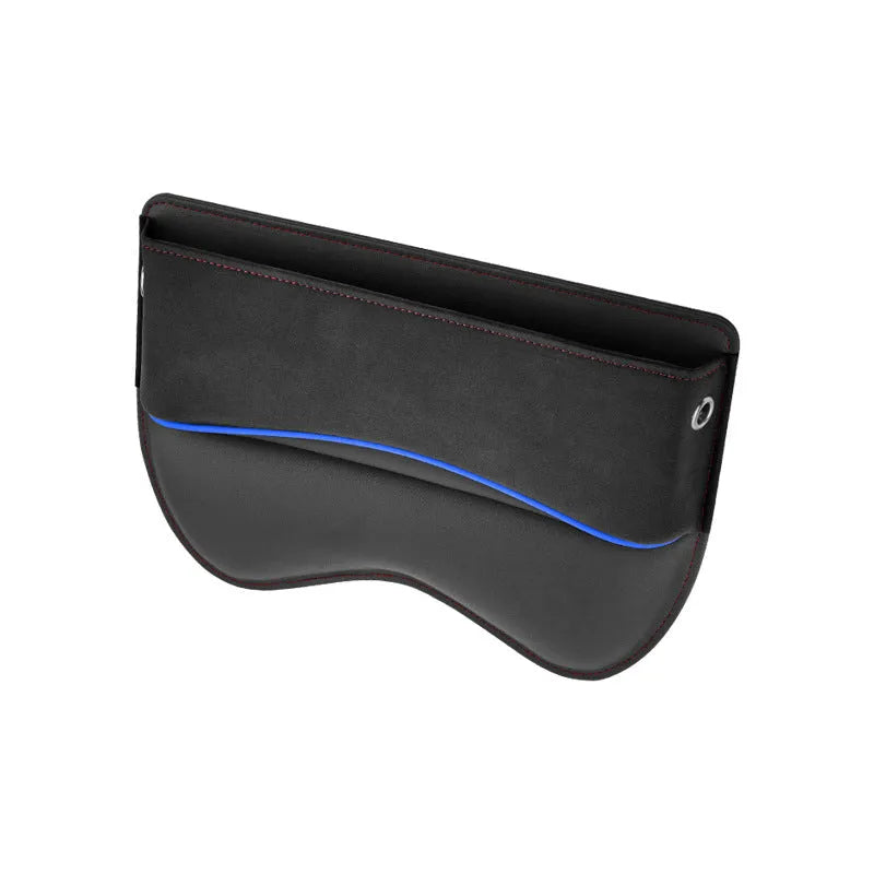 Leather car seat storage box in choice of black, brown, beige, green or red suede colour