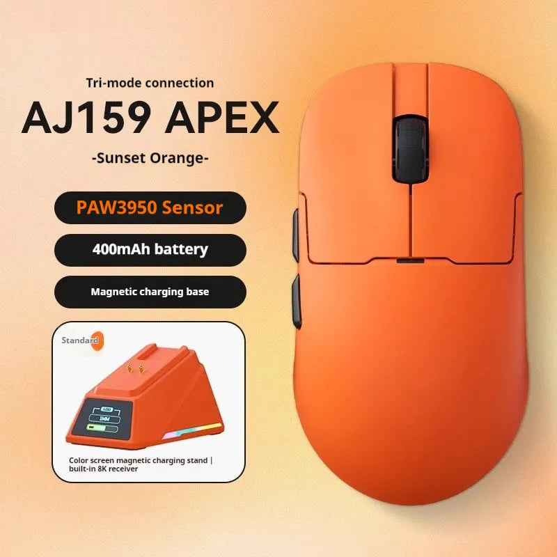 Wireless wired Bluetooth gaming mouse with PAW3395 sensor in multiple colour options
