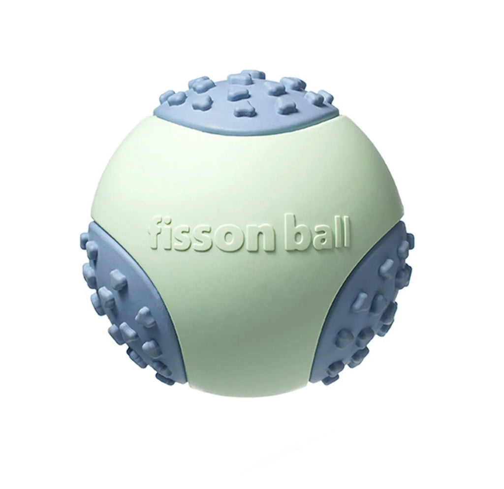 Green and pink interactive rolling ball dog toy 64mm diameter on a neutral background.