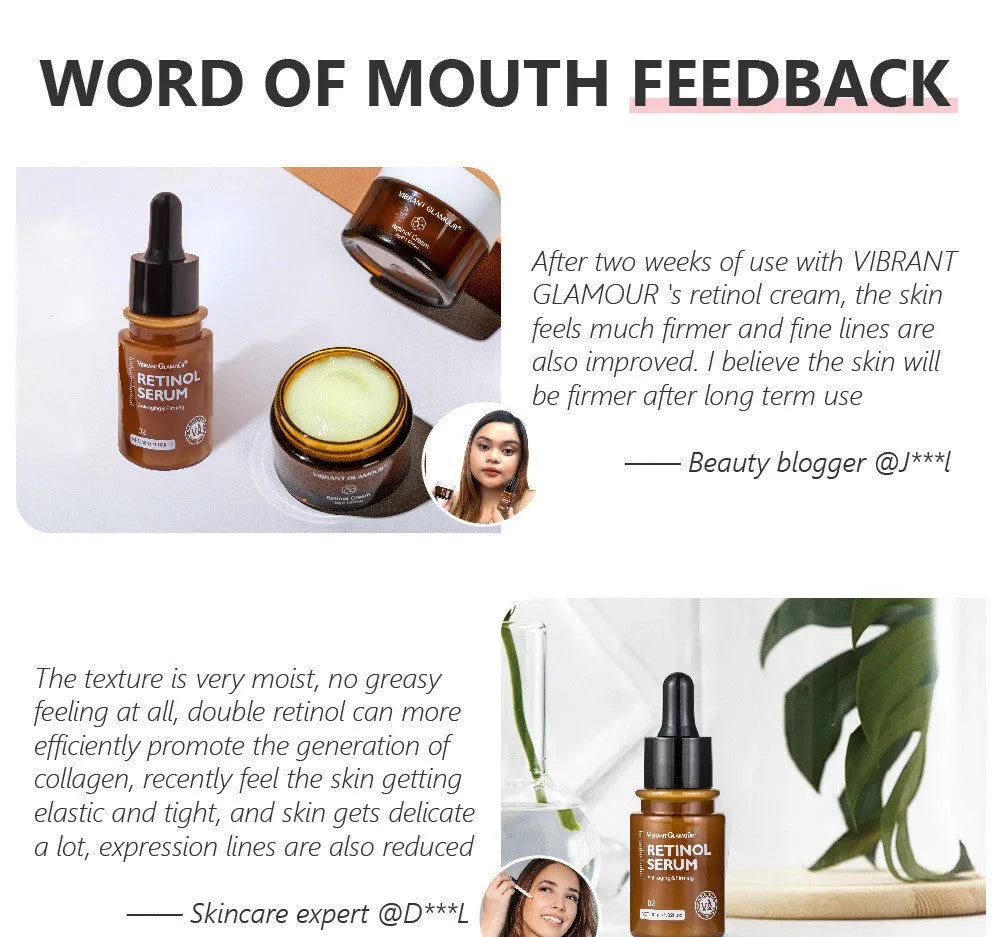 30 ml bottle of retinol facial serum for reducing dry lines and fine lines