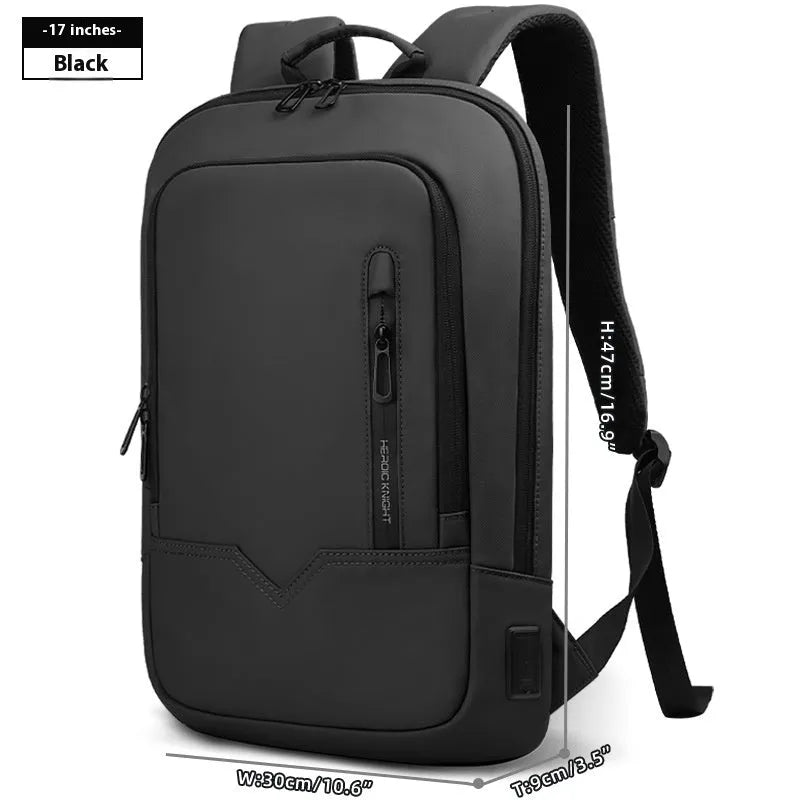 Lightweight polyester laptop backpack with USB charging port in multiple colour options