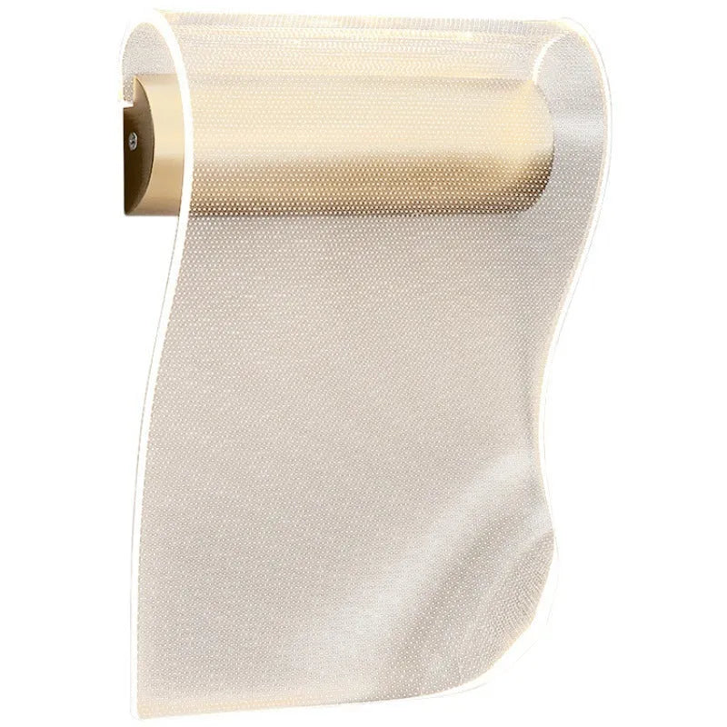 Iron wall lamp with acrylic shade available in left or right bend styles for bedroom and living room lighting