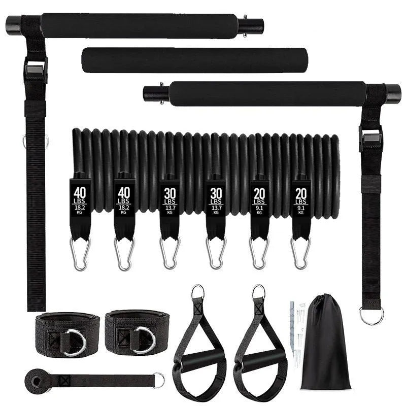 180-pound TPE resistance band pull rope set in black or pink for home fitness training
