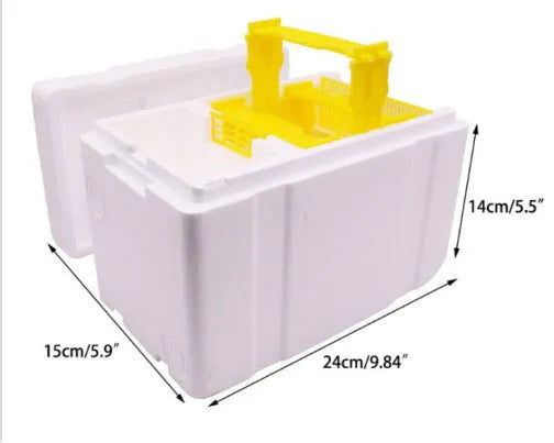 Three white EPS foam mini delivery boxes for beehive management and queen bee introduction