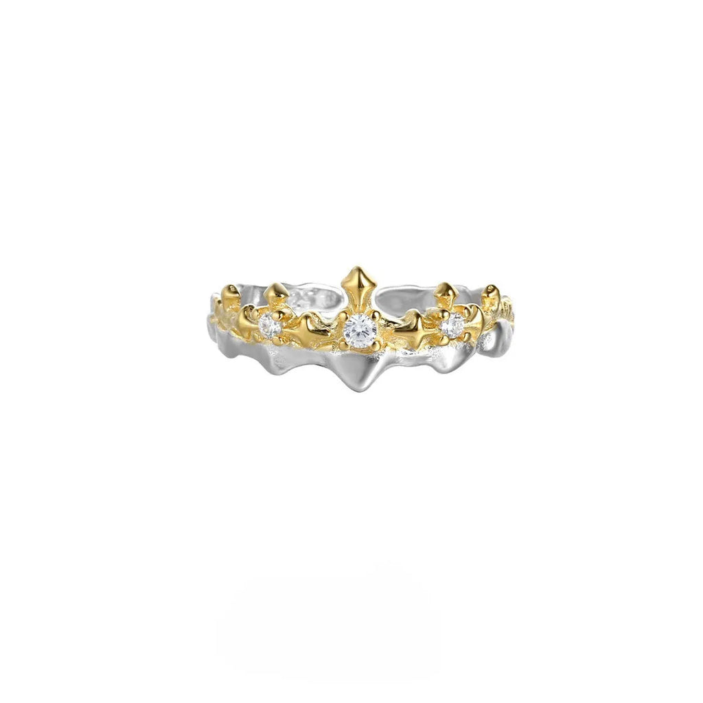 Princess Knight adjustable couple ring in silver with electroplated gold finish