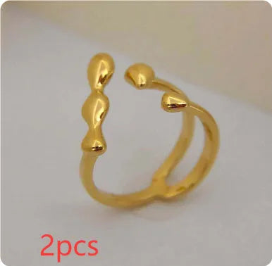Brass women's fashion ring with spherical design in gold or silver adjustable ring