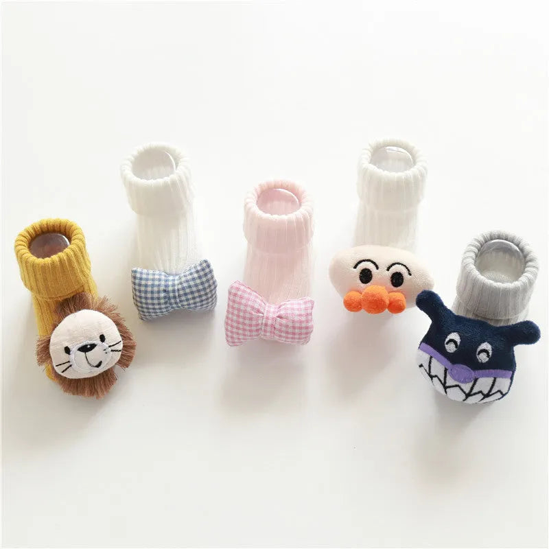 Cotton baby floor socks in various colours for crawling and walking