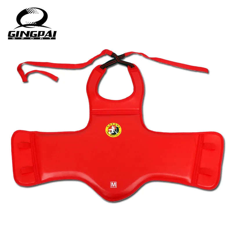 One-piece boxing chest protector in red blue or black PU material for S M L sizes