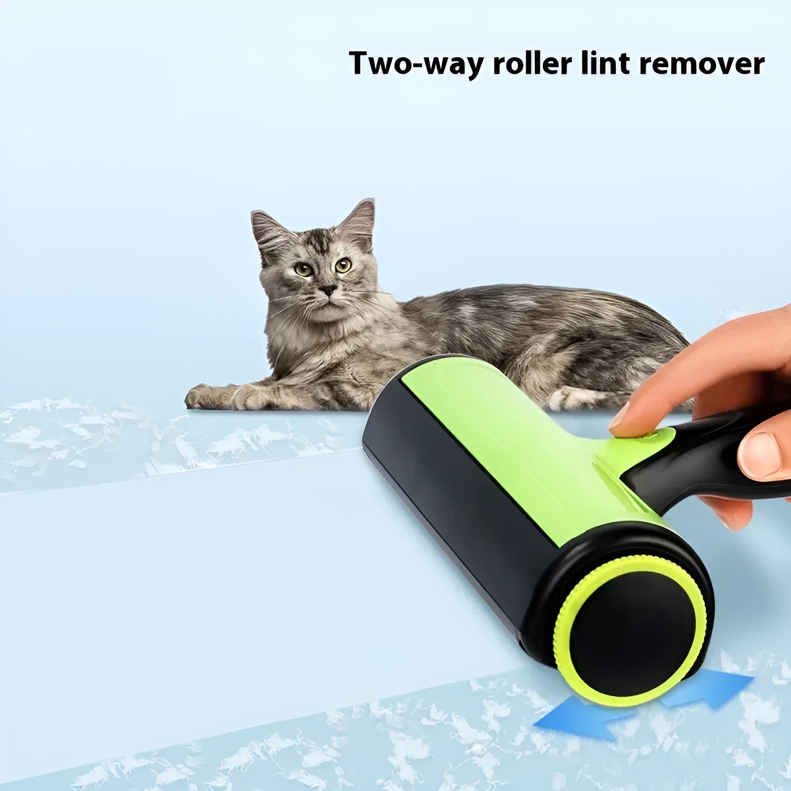 Automatic pet hair lint remover with two-way rolling mechanism and sticky brush for sofa cleaning