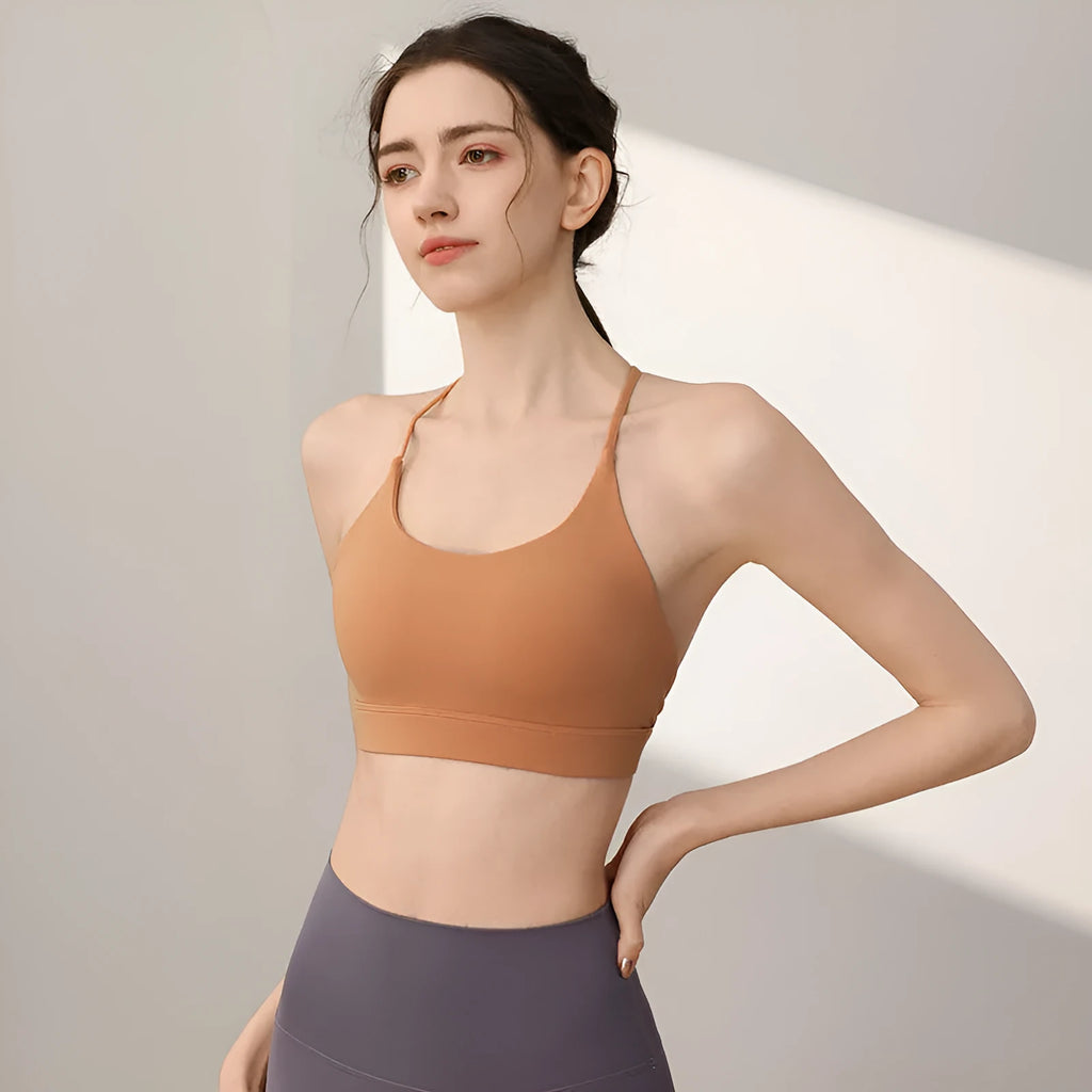Women's nylon sports vest with double-shoulder straps in five colour options