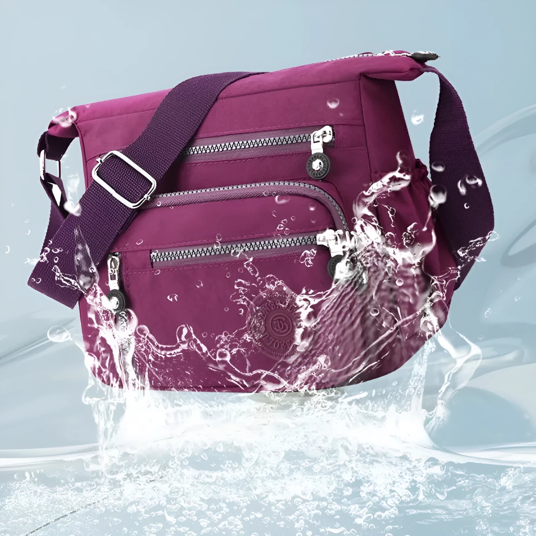 Nylon messenger bag in square vertical shape with single shoulder strap, shown in one of five colour options