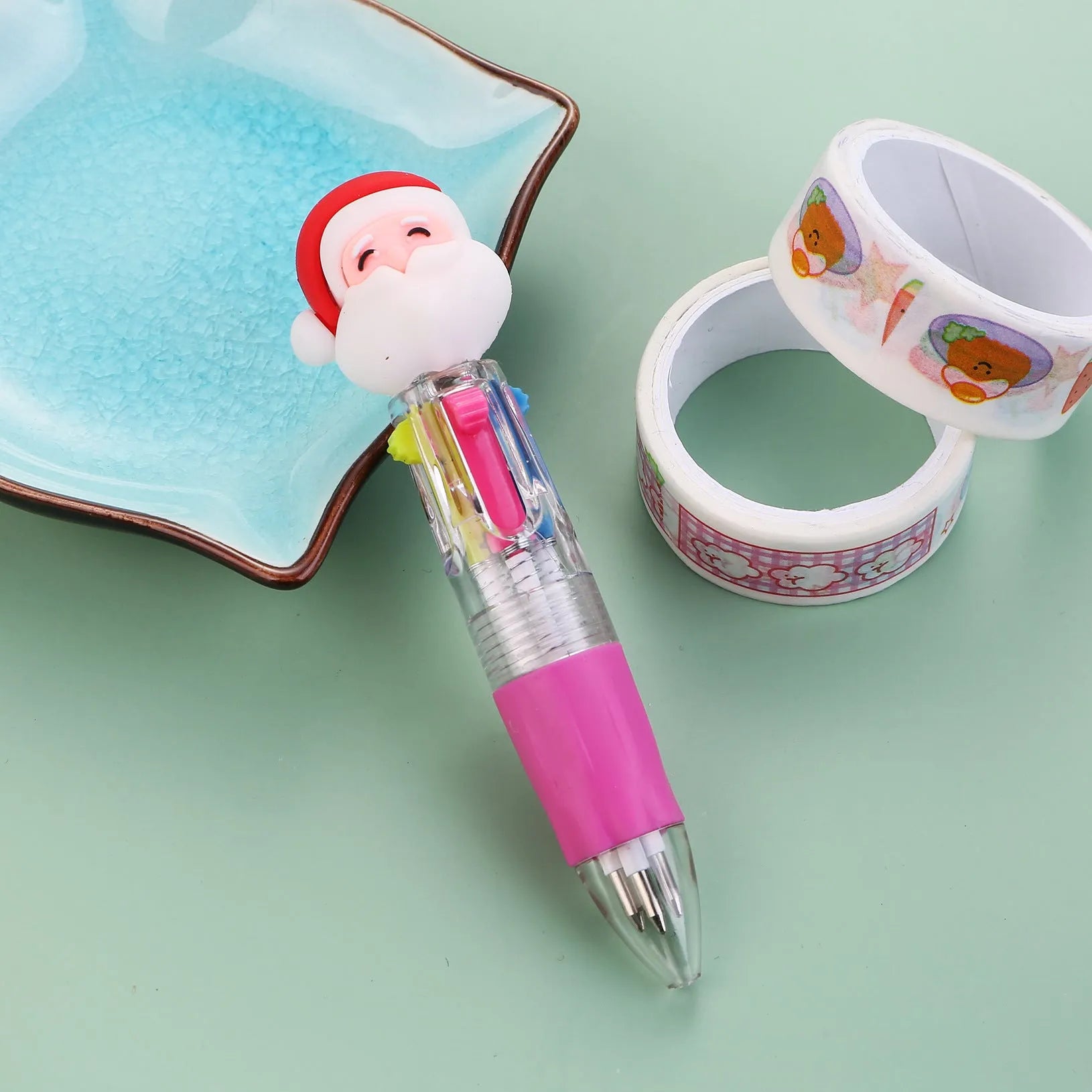 Christmas mini four-colour ballpoint pen with press mechanism and festive designs