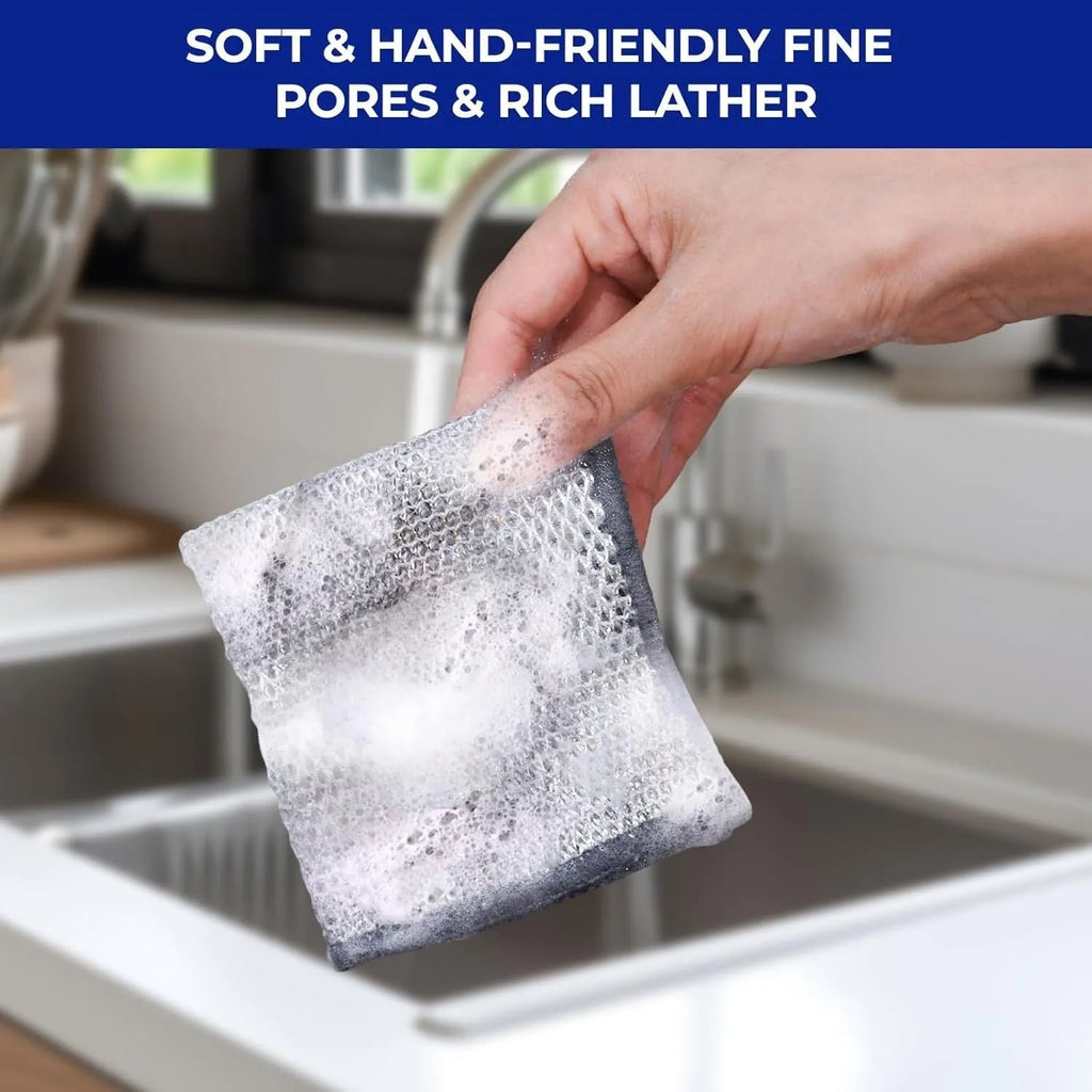 Silver wire microfiber cleaning rag for household pot and bowl washing in 20cm or 25cm square size