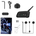 V6pro motorcycle helmet Bluetooth intercom unit with mounting clip and headphones