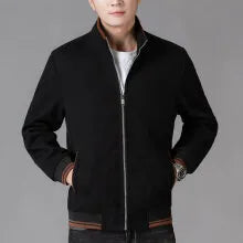 Men's grey fleece zip-up jacket with side pockets on a hanger
