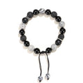 Black agate map stone bracelet with diamond-shaped volcanic rock beads