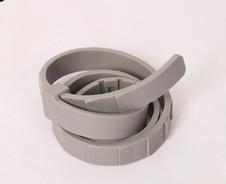 Rainbow plastic flea collar for pets showing 38cm cat size and 62cm dog size options