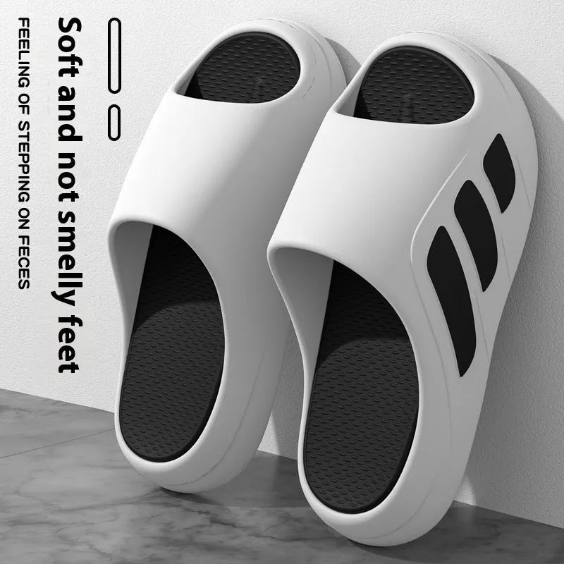 Men's thick-soled EVA platform slippers in flip-flop style, shown in various colour options.