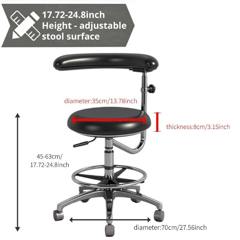 Black leather dental patient lifting chair with integrated mechanism for clinic use