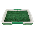 Green synthetic turf dog grass patch toilet with three-layer construction for indoor pet training