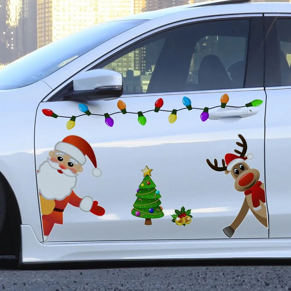Reflective Christmas elk magnetic car decoration sticker with cartoon design in RFM025 colour