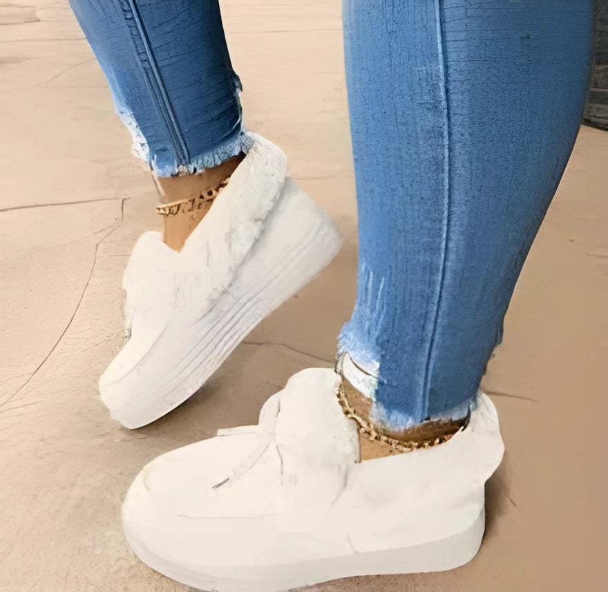 Women's casual cotton shoes with rubber sole and velvet trim in multiple colours
