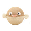 Puffer leakage food feeder, a 15cm sisal hemp cube puzzle toy for dogs and cats.