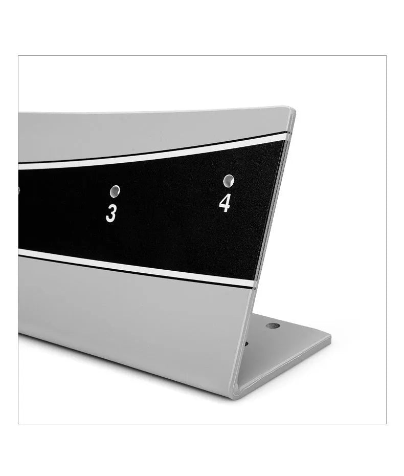 Golf putter trajectory balance simulator with adjustable push rod mechanism