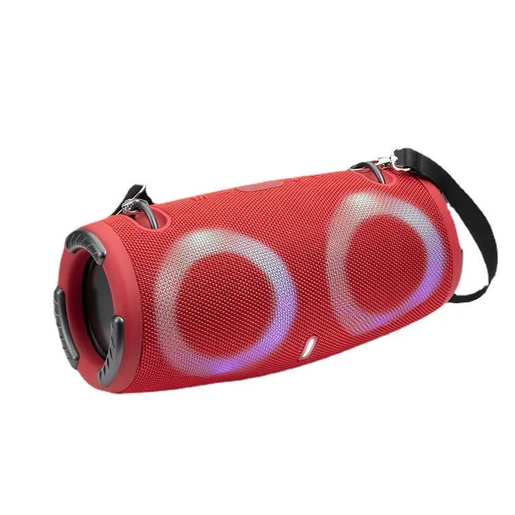 War Drum portable Bluetooth speaker with RGB coloured lights in black, blue, red, silver grey, or camouflage.