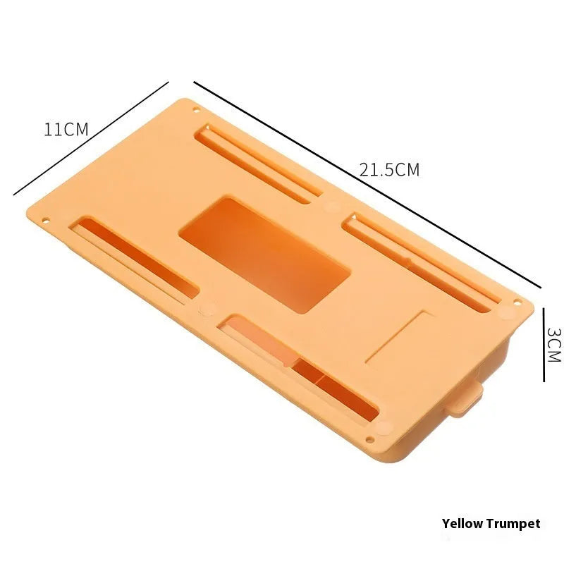 Plastic adhesive under-desk storage drawer with cover in grey, white, orange or yellow