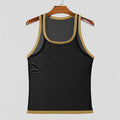 Men's white mesh fitness vest with straight hem design for sports and casual wear