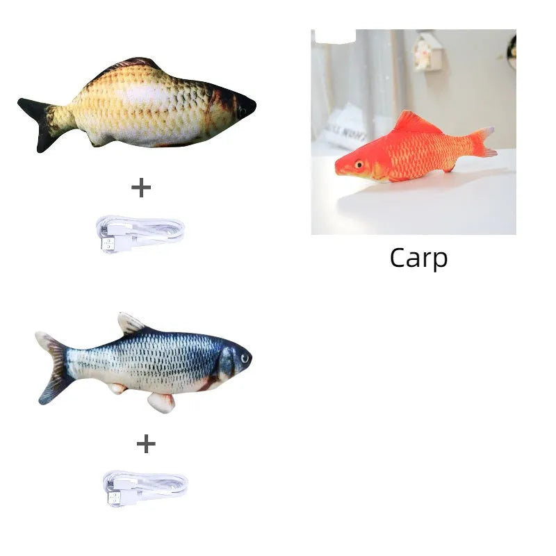 Electronic jumping fish simulation cat toy without catnip, 30cm multicolour design with USB charging