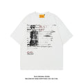 Men's black hip hop style loose fit cotton T-shirt with white printed letter design and raglan sleeves