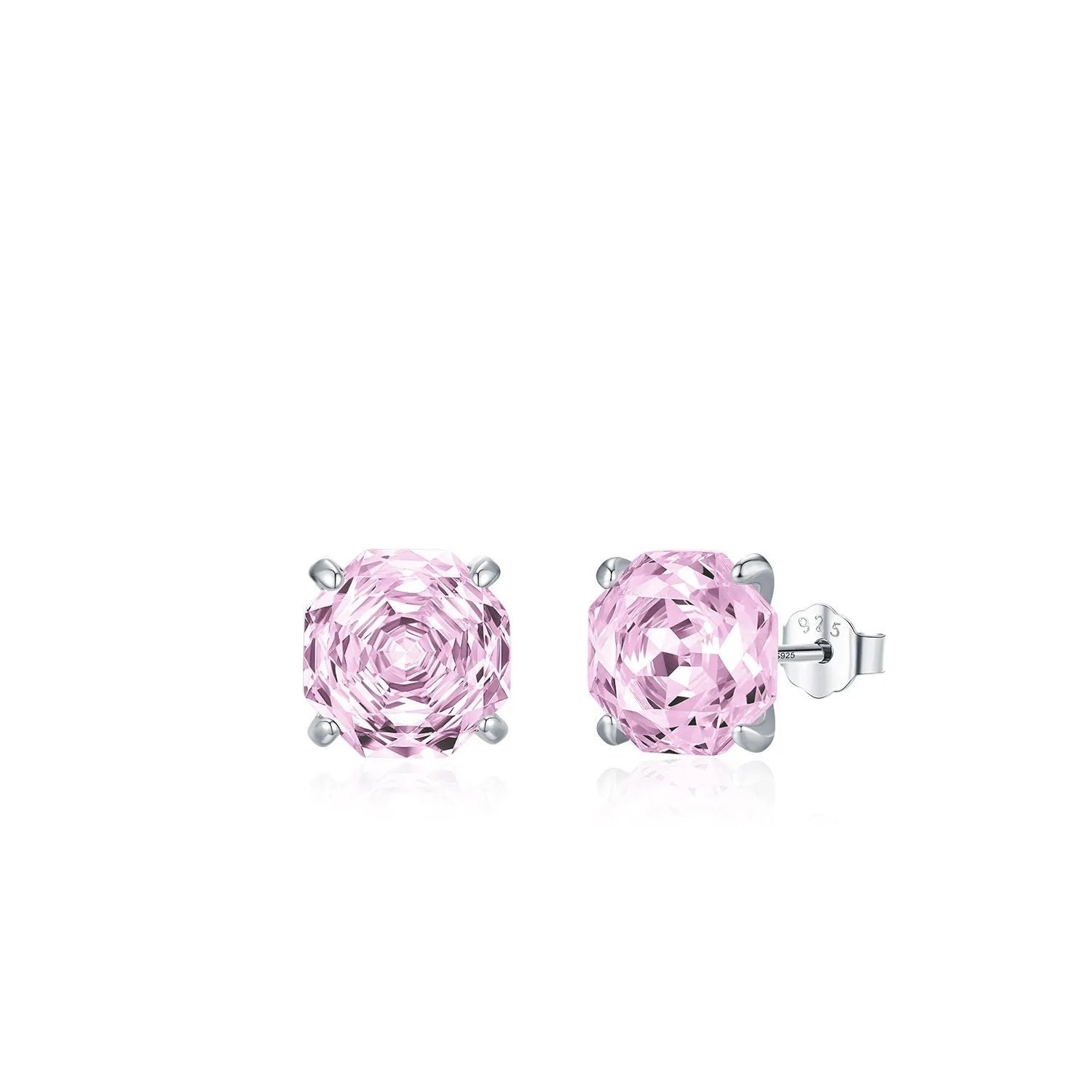 S925 sterling silver rose stud earrings in 6mm and 8mm sizes with floral design