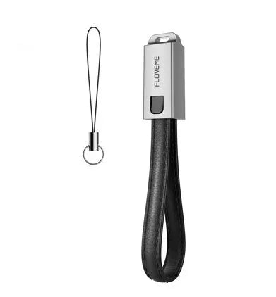 20cm leather USB-C to Lightning charging cable for iPhone in red, black or brown with zinc alloy connectors
