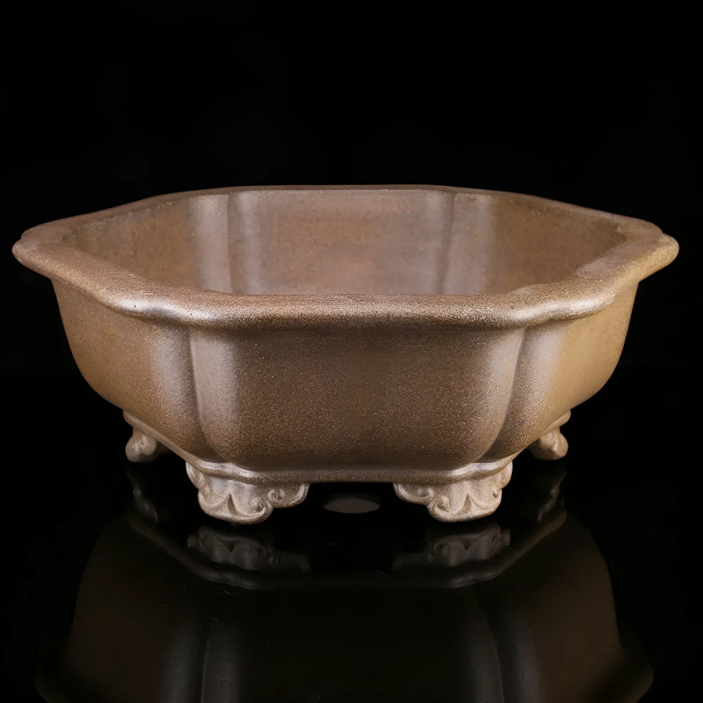 Large handmade purple sand tea cultivation basin in hexagonal or begonia styles