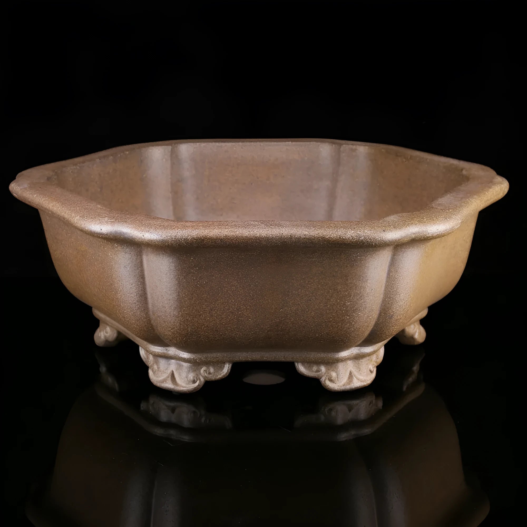 Large handmade purple sand tea cultivation basin in hexagonal or begonia styles
