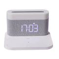 Wireless desktop charger with clock display and night light in modern ABS design